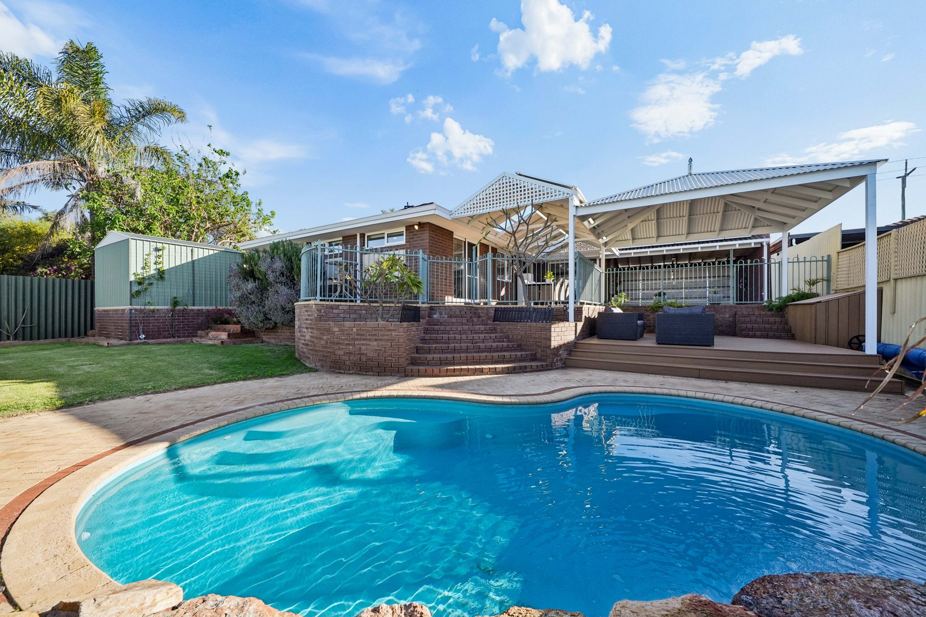Pool and outdoor entertaining area at 136 Glengarry Drive, Duncraig